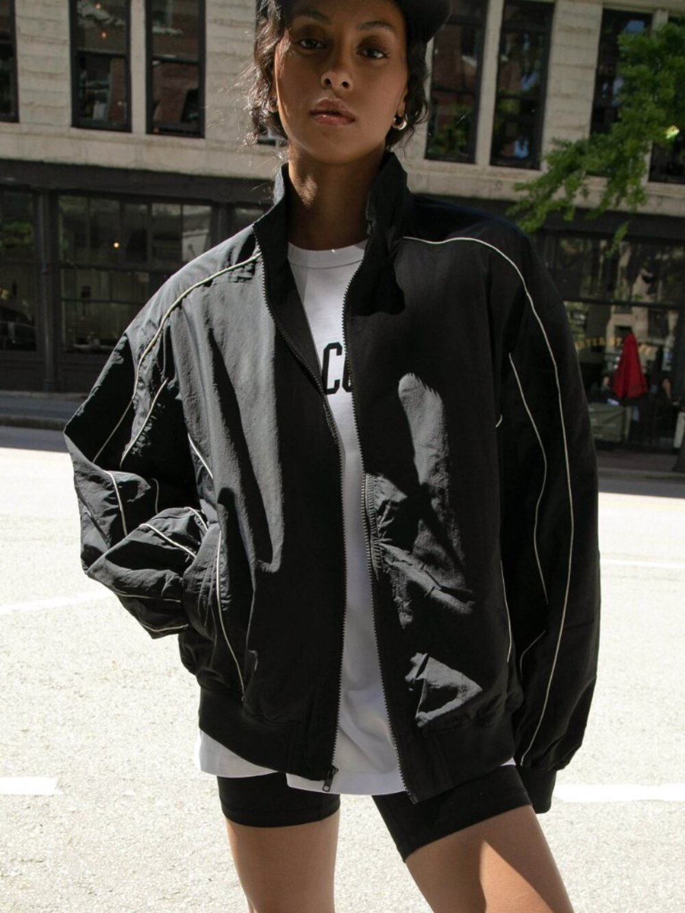 Oak + Fort — Nylon Track Zip-Up Jacket — Black — Medium